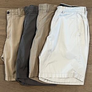 (4) J Crew Stretch Chino Shorts Size 34 inch waist 9 inch inseam